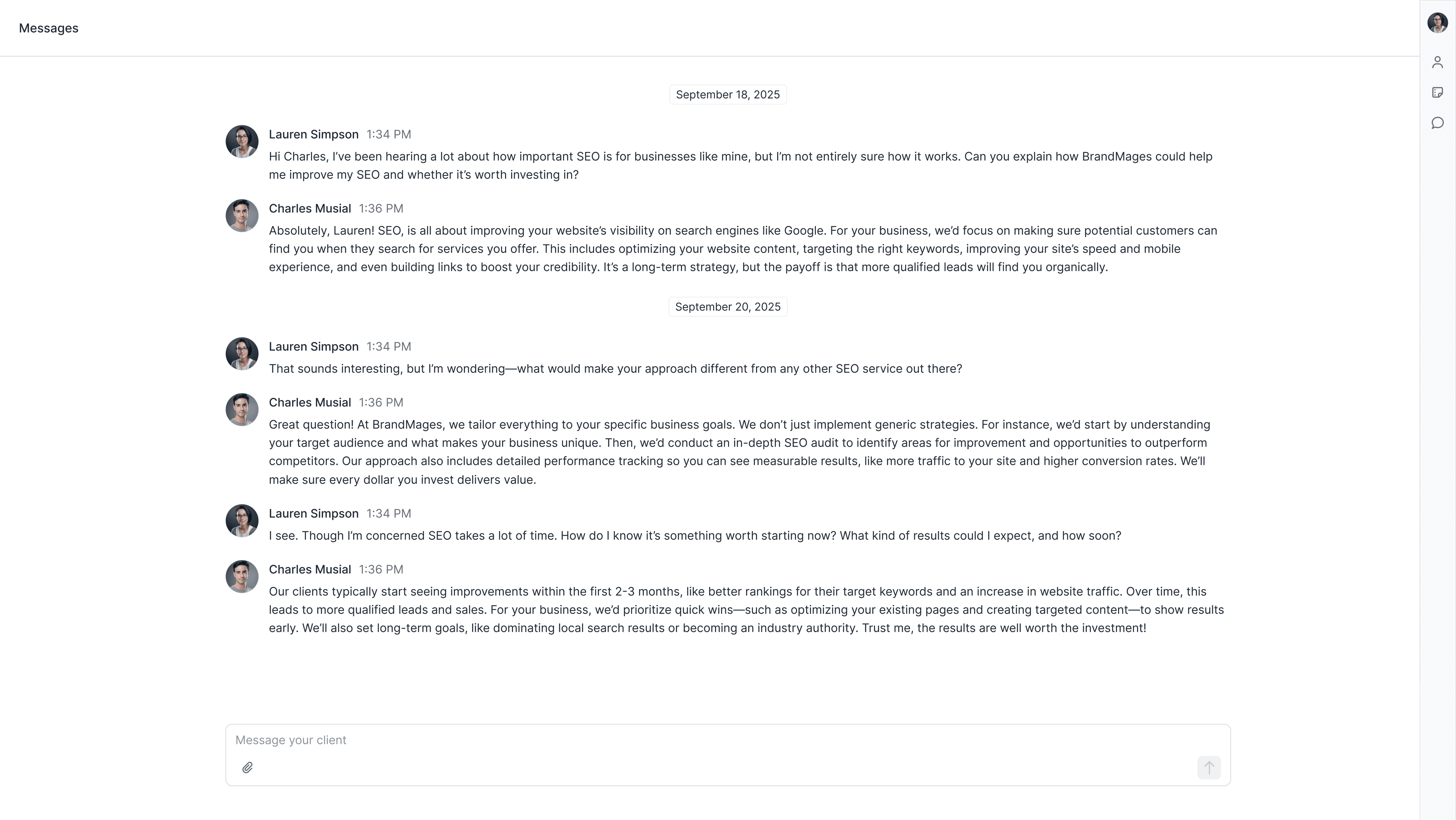 Messages screenshot